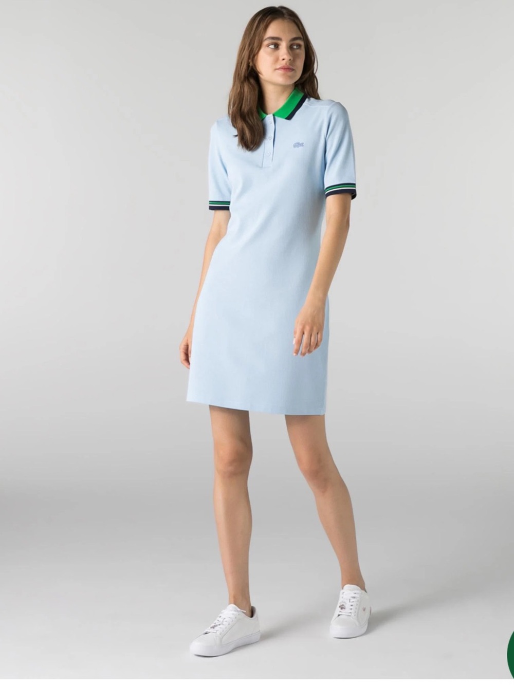 Lacoste Women's Contrast Collar Stretch Cotton Piqué Polo Dress